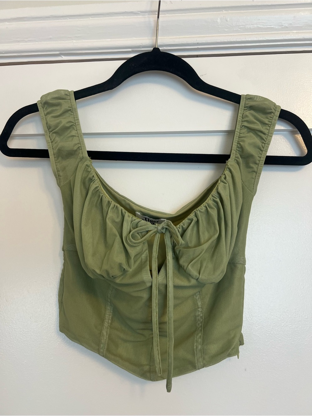 Tiger Mist Saffron Corset Top Mesh Milkmaid Sage Green XS